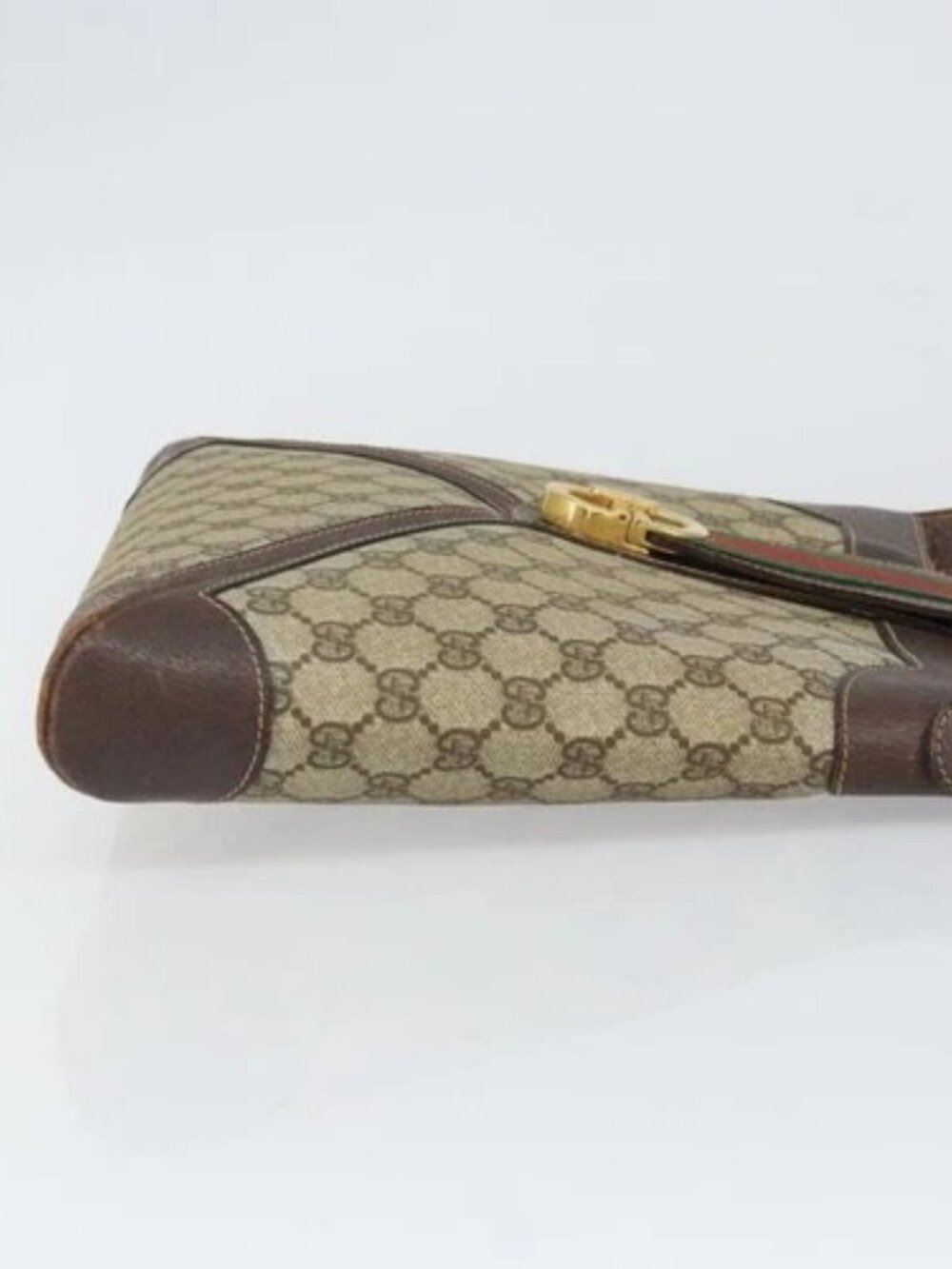GUCCI GG Supreme Web Sherry Line Shoulder Bag PVC Beige Gold 201446 Auth 166734 - Picture 3 of 16